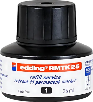 Produktbild von edding RMTK 25 Nachfülltinte - schwarz - 25 ml - mit Kapillarsystem, ideal zum sauberen und unkomplizierten Nachfüllen der edding Permanent Marker retract 11