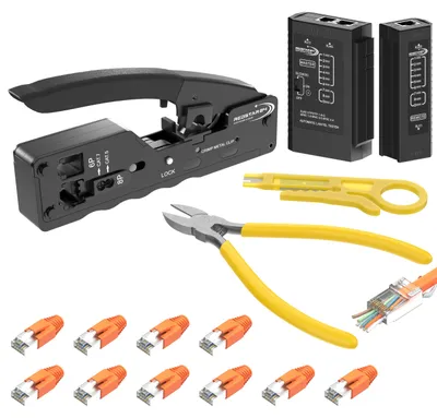 Zdjęcie produktu dla Zestaw narzędzi sieciowych – zaciskarka RJ45 do kabli Cat7 (z akcesoriami)