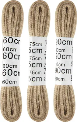 Immagine prodotto di Lacci da scarpe standard "3 paia" - Beige 60cm/75cm/90cm - Piatto