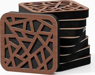Immagine prodotto di confezione da 8 - Mini pannello acustico fonoassorbente diffuso | 23 x 23 cm | Pannelli perforati colorati: (noce, AKAT)