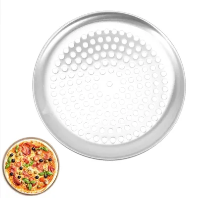 Zdjęcie produktu dla Elzusha - Blacha do pizzy ze stali nierdzewnej z otworami - 23 cm - Idealna do chrupiącego ciasta