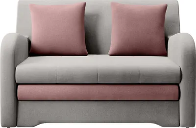 Produktbild von Sofa mit Schlaffunktion und Bettkasten Couch für Wohnzimmer Schlafsofa Sofagarnitur Polstersofa  - 130x85x103 cm - AMIRO (Hellgrau + Rosa - Nube 03+ 24)