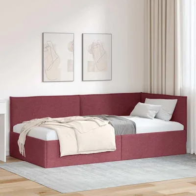 Produktbild von Maison Exclusive - Eckbettgestell mit Kopfteil Weinrot 90 x 200 cm Stoff