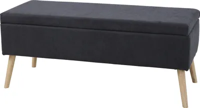 Produktbild von SVITA DAISY XL Gepolsterter Hocker mit Stauraum Sitzbank Sitzhocker Fußhocker Ottomane Stoffbezug Dunkelgrau