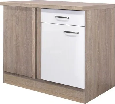 Produktbild von Flex Well Eckunterschrank Valero BxTxH 110 x 60 x 86 cm weiß hochglanz zerlegt Anschlag reversibel 00007829