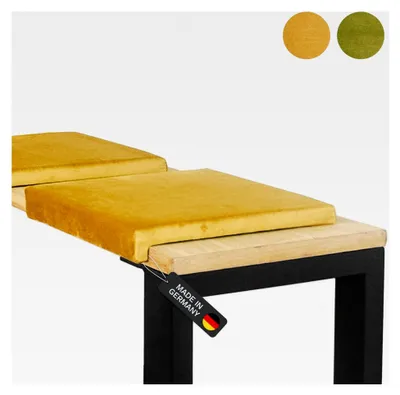 Produktbild von Bankauflage Fresh Klemmkissen 1 Leiste, Sitzkissen aus Samtstoff in Senf, für Banktiefe ab 35 cm