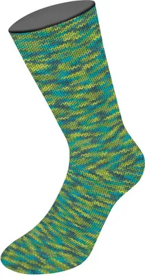 Produktbild von Lana Grossa MEILENWEIT 150 g MULTI strapazierfähige und warme 6-fach Sockenwolle 390 m Farbe 9666 - Limette/Hellgrün/Schwarzgrün/Jade/Türkis