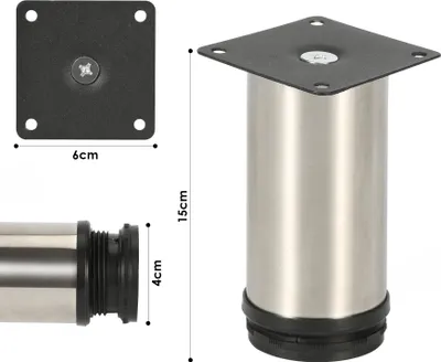 Obrázok produktu pre Jayseuw sada 12 nábytkových nôh nohy stola podstavec nohy stola nohy nábytku z nerezovej ocele, výška: 150 mm