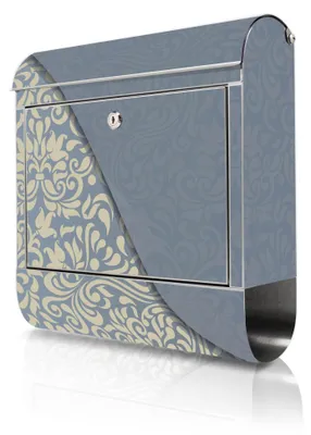 Produktbild von banjado Edelstahl Briefkasten mit Zeitungsfach mit Motiv Blaues Ornament großer Design Postkasten rostfrei, A4 Einwurf [BKGE2 10917]