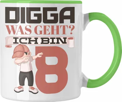 Produktbild von Trendation - Digga Was Geht Ich Bin 8 Geburtstag Tasse Geschenkidee Jungs Jungen 8. Geburtstag (Grün)