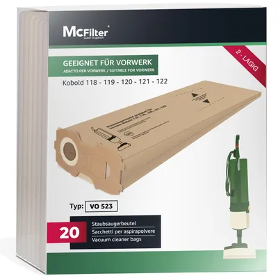 20 Staubsaugerbeutel für Vorwerk Kobold VK118–VK122, 2-lagig