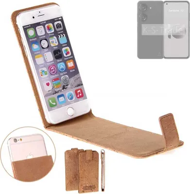 Produktbild von K-S-Trade Handyhülle kompatibel mit Asus Zenfone 10 Kork Hülle Flipstyle Case Schutzhülle Kork Case Hülle Flip cover Klapphülle Klapp, braun 1x