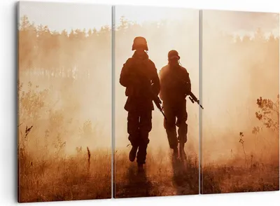 Produktbild von Bild auf Leinwand - Leinwandbild - Soldat Gewehr - 105x70cm - Wand Bild - Wanddeko - Wandbilder - Leinwanddruck - Bilder - Kunstdruck - Wanddekoration - Leinwand bilder - Wandkunst - CE105x70-4043