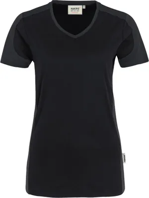 Produktbild von Hakro Women-V-T-Shirt-Contrast  Performance - Schwarz/Anthrazit - Größe 5Xl