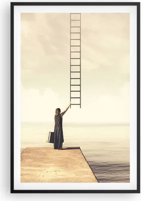 Produktbild von Gerahmtes Poster - Schwarzer Rahmen - Symbol Frau Leiter - 61x91,5 cm - Wand Bild - Wanddeko - Wandbilder - Kunstposter - Wandposter - Bilderrahmen - Bilder - Kunstdruck - Wandbild - P2BPA61x91-4339