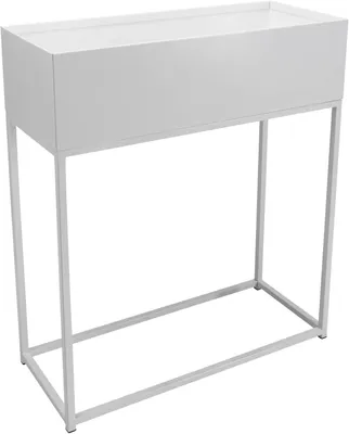 Produktbild von VIVANNO Blumenkasten pulverbeschichtetes Stahlblech STYLE Kasten, Weiß matt - 60x25x78 cm