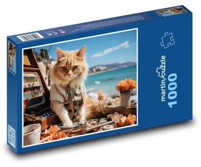 Produktbild von Puzzle 1000 Katze - der Strandmaler - martinpuzzle