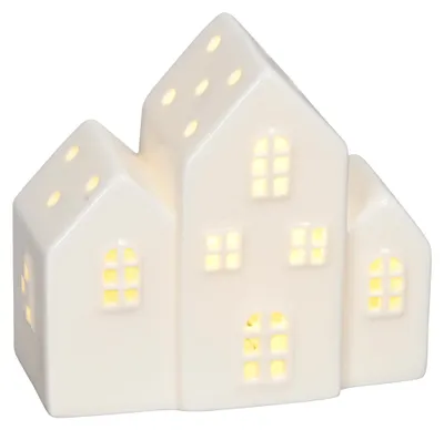 Immagine prodotto di Casette luminose bianche 11 x 8,5 cm come decorazione invernale in un set