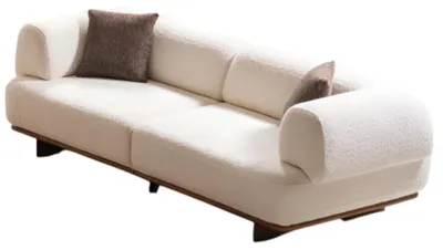 Immagine prodotto di Esclusivo divano imbottito beige Divano moderno in tessuto Soggiorno 3 posti