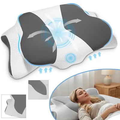 Produktbild von Orthopädisches Kissen, Nackenstützkissen, Ergonomisches Kopfkissen, für Seitenschläfer, Rückenschläfer und Bauchschläfer