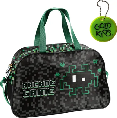 Produktbild von Sporttasche Kinder für Mädchen & Jungen - Umhängetasche mit Pixel Game Motiv - Schwimmtasche mit verstärktem Boden - Trainingstasche