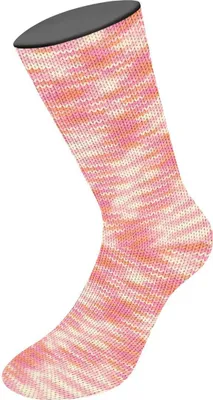 Produktbild von Lana Grossa MEILENWEIT 150 g MULTI strapazierfähige und warme 6-fach Sockenwolle 390 m Farbe 9662 - Ecru/Rosa/Pink/Lachs/Orange