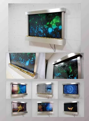 Produktbild von LED Wasserwand Designer Wasser Säulen Wasserfall Bild Rahmen 138x98 Water Wall