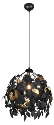 Produktbild von Hängelampe, Blattdesign, Metall, schwarz, H 150 cm