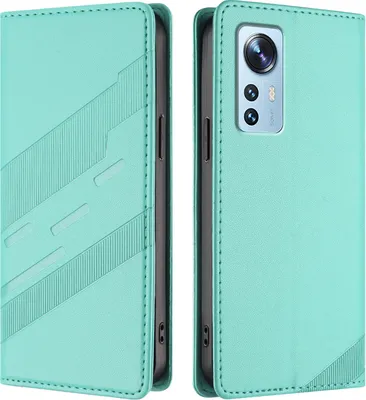 Produktbild von Hülle für Xiaomi 12/Xiaomi 12X/Xiaomi 12S, Kunstleder Brieftaschen Handyhülle mit Kartenfach und Standfunktion Türkis