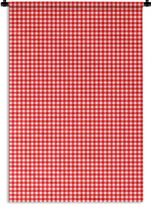 Produktbild von MuchoWow® Wandteppich Wandbehang Rot - Rustikal - Muster 120x180 cm Tapisserie Dekoration Wandtuch - Schlafzimmer - Dekorationen für das Haus