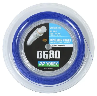 Productafbeelding van YONEX BG80 badmintonkoord, blauw, 200 meter, 0,68 mm
