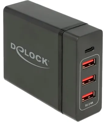 Productafbeelding van Delock USB-oplader, 1 x USB Type-C PD + 3 x USB Type-A, 60 W