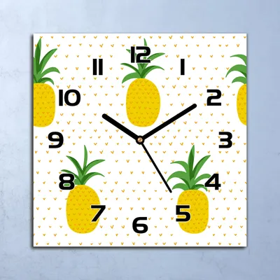 Produktbild von Wanduhr Echt-Glas-Küchenuhr Ananas Gelbe Frucht Quarz 30x30 Deko Bilder