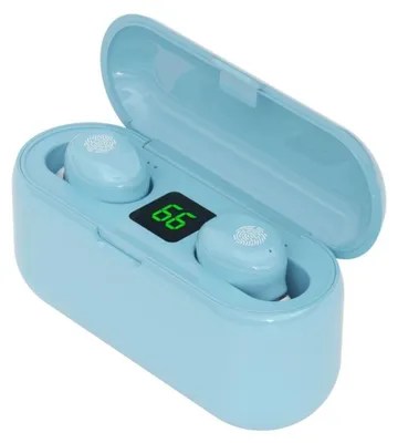 Obrázok produktu pre Bezdrôtové slúchadlá F9, bezdrôtové, Bluetooth 5.0, vodotesné, automatické spárovanie, ovládanie dotykom, powerbanka s kapacitou 2000 mAh, modrá farba