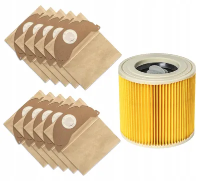 Produktbild von Wessper 10x Staubsaugerbeutel und Ersatzfilter für Kärcher WD2 Serie