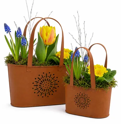 Produktbild von UNUS Blumentopf Pflanzkübel Metall Rostoptik Gartendeko Tasche 2er Set