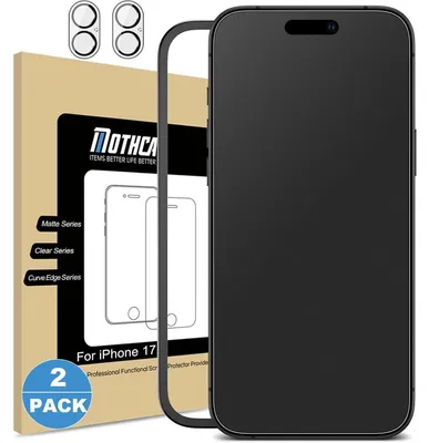 Immagine prodotto di Pellicola protettiva per iPhone 17 (6,3 pollici), 2+2 pezzi, opaca, antiriflesso, anti-impronte digitali, con protezione per la fotocamera
