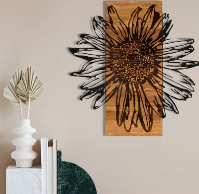 Obrázek produktu pro Wallity, Daisy, nástěnná dekorace, černá, dřevo, 56 x 58 cm