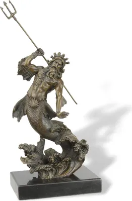 Produktbild von Bronzefigur Poseidon Gott des Meeres Mythologie Bronze Skulptur Antik-Stil 30cm