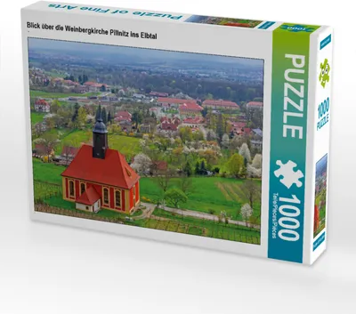 Produktbild von CALVENDO Puzzle Blick über die Weinbergkirche Pillnitz ins Elbtal | 1000 Teile Lege-Größe 64x48cm Foto-Puzzle für glückliche Stunden