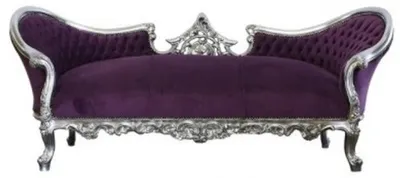 Produktbild von Casa Padrino Barock Sofa Vampire im Antik Stil Lila / Silber 200 x 75 x 82 cm