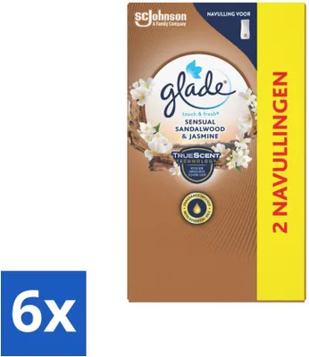 Produktbild von Glade - Touch & Fresh Nachfüller - Sinnliches Sandelholz-Jasmin - 2 × 10 ml - Vorteilspack - 6 Stücke