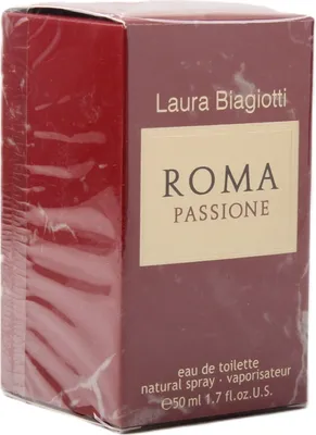 Produktbild von Laura Biagiotti Roma Passione, Frauen, 50 ml, Nicht nachfüllbare Flasche, Schwarze Johannisbeere, Grapefruit, Mandarine, Jasmin, Rose, Weiße Pfingstrose, Bernstein, Moschus, Tonka-Bohne, Vanille