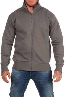 Produktbild von Mivaro Herren Sweatjacke Zipper Basic ohne Kapuze – Stehkragen Sweatshirt Jacke mit Reißverschluss aus Baumwolle - Regular Fit - Zipper Hoodie Look