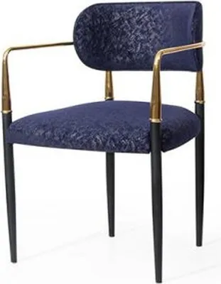 Immagine prodotto di Sedia moderna blu struttura in acciaio inox tessile arredo sala da pranzo monoposto