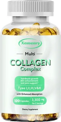 Produktbild von Collagen Complex 3300mg (120 Kapseln) Nahrungsergänzungsmittel, Haare, Haut, Nägeln, Anti-Aging, Knochen, Gelenken