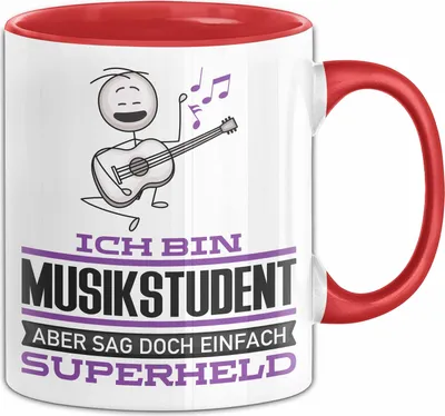 Produktbild von Musikstudent Geschenk Tasse Ich Bin Musikstudent Aber Sag Doch Einfach Superheld Lustige Geschenkdiee für Musikstudent Kaffee-Becher (Rot)