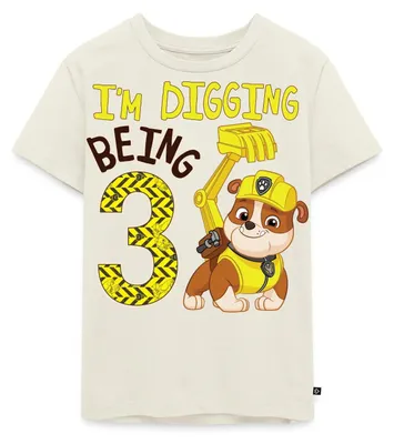 Produktbild von Spreadshirt Paw Patrol Geschenk 3 Jahre Geburtstag Rubble Kinder Premium T-Shirt, 110/116 (4 Jahre), Naturweiß