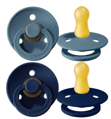 Produktbild von BIBS Colour Schnuller 2er-Pack, BPA-frei, Kirschform Nippel. Naturkautschuk/Latex, Hergestellt in Dänemark. Größe 1 | 0+ Monate | 2-Pack, Deep Space/Petrol Deep Space / Petrol Größe 1 (2er Pack)