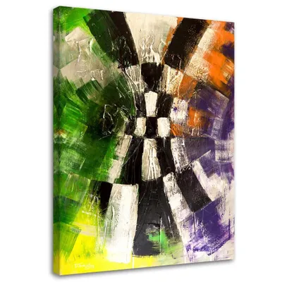 Produktbild von Leinwandbild farbenfrohe gemalte abstraktion 80x120 cm Feeby farbe wandbild bereit zum aufhängen